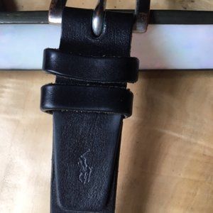 Mens Polo Black Leather Belt